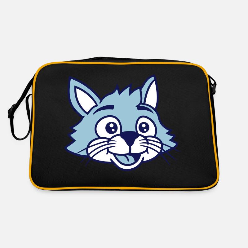 Süße Katze Gesicht Glücklich Lachen Kätzchen Kopf Retro Tasche