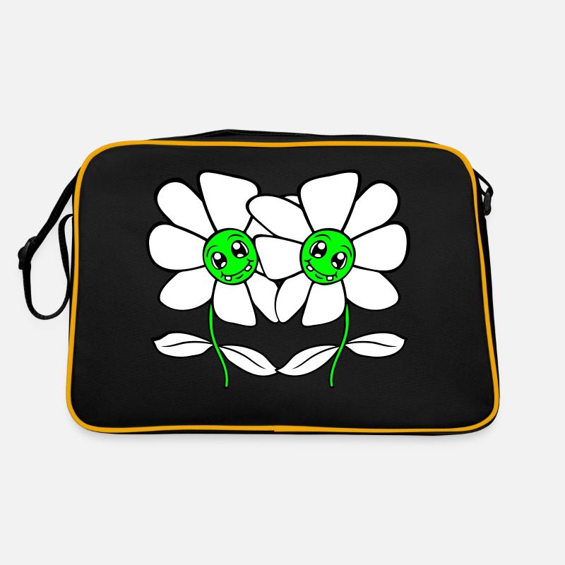 Zwei Hübsche Schöne Blümchen Blumen Blüten Freunde Retro Tasche