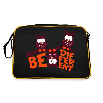 3 Owls Be Different Saying Crazy Funny Branch - Retro Bag - black/gold - Back