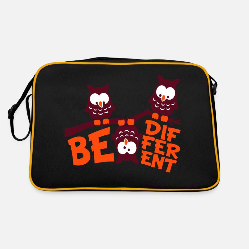 3 Eulen Be Different Spruch verrückt komisch Ast Retro Tasche
