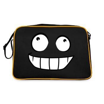 Sourire Bande dessinée Visage Coquin Sourire - Sac Retro - noir/or - Dos