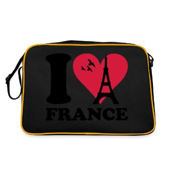 I love France - Frankreich - Retro Tasche - Schwarz/Gold - Hinten