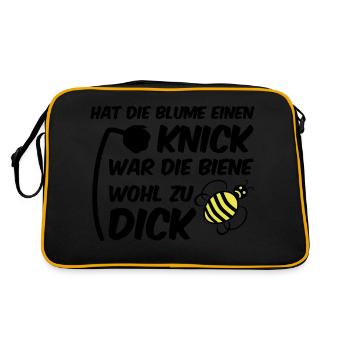 Biene zu dick Blume Knick Blüte - Retro Tasche - Schwarz/Gold - Hinten