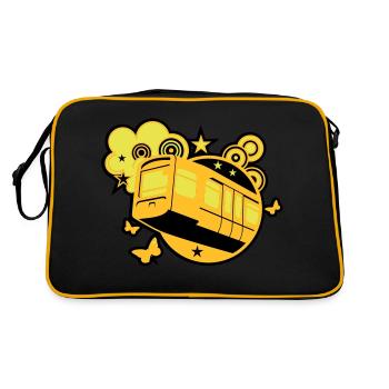 Wuppertal T Shirt Design Schwebebahn - Retro Tasche - Schwarz/Gold - Hinten