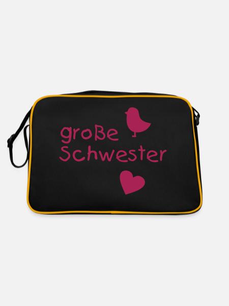 Große Schwester - Retro Tasche - Schwarz/Gold - Hinten