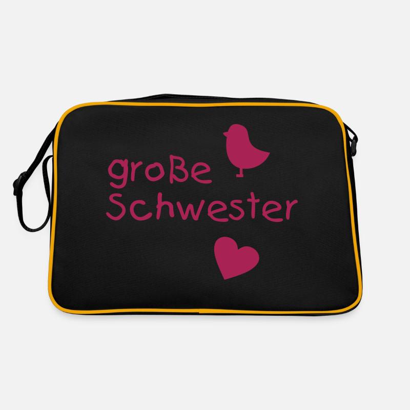 Große Schwester - Retro Tasche - Schwarz/Gold