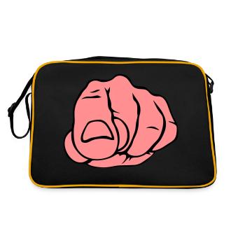 Hand Faust zeigt Finger Zeigefinger - Retro Tasche - Schwarz/Gold - Hinten