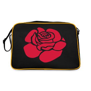 red rose flower of love woman florist - Retro Bag - black/gold - Back