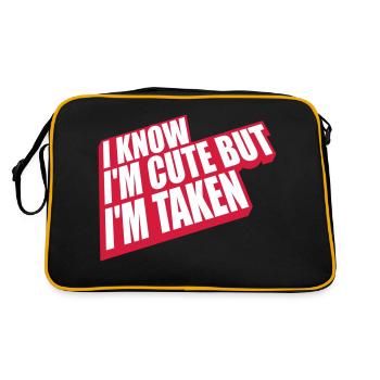 cute but taken Zitat - Retro Tasche - Schwarz/Gold - Hinten