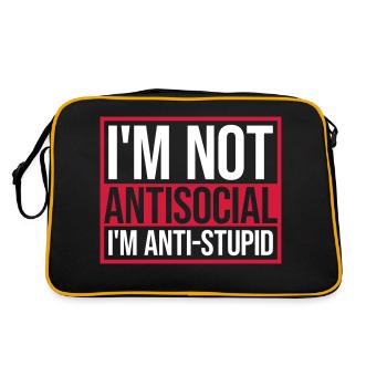 not antisocial anti stupid - Retro Tasche - Schwarz/Gold - Hinten