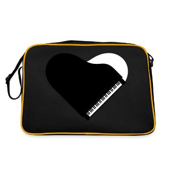 I Love Piano Piano Heart Music Instrument Love - Retro Bag - black/gold - Back