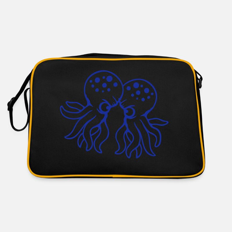 2 Oktopus Freunde Zwei kämpfende Feinde Rivalen Retro Tasche