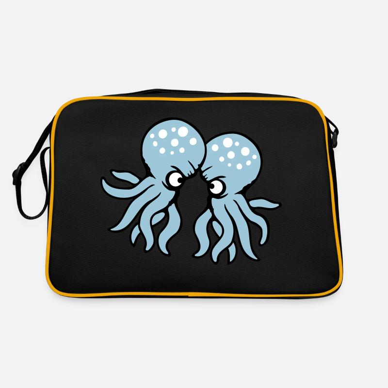 2 Octopus Friends Two Fighting Enemies Rivals Retro Bag