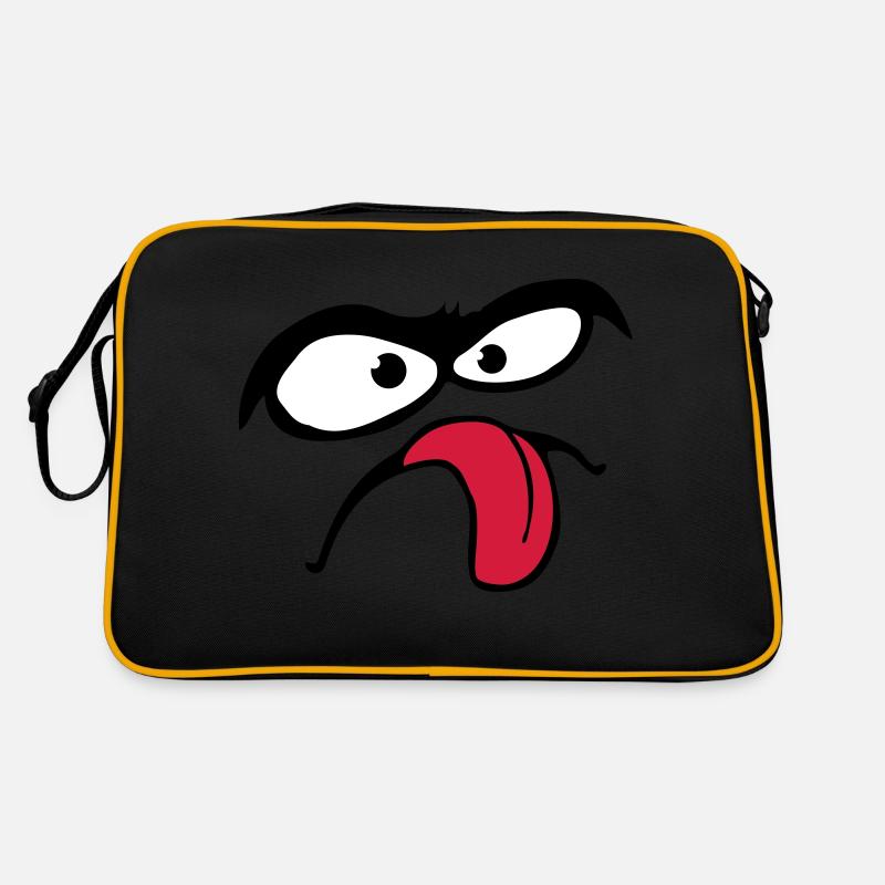 Sourcils épais Visage comique Langue Sortir - Sac Retro - noir/or