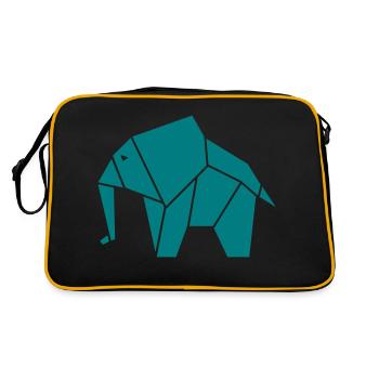 Elefant Origami - Retro Tasche - Schwarz/Gold - Hinten