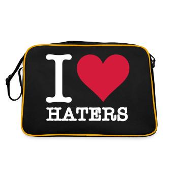 Ich liebe Hasser - Retro Tasche - Schwarz/Gold - Hinten