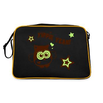 Eule - Yippie Yeah! - Retro Tasche - Schwarz/Gold - Hinten