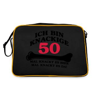 Geburtstag - Ich bin Knackige 50 - Retro Tasche - Schwarz/Gold - Hinten
