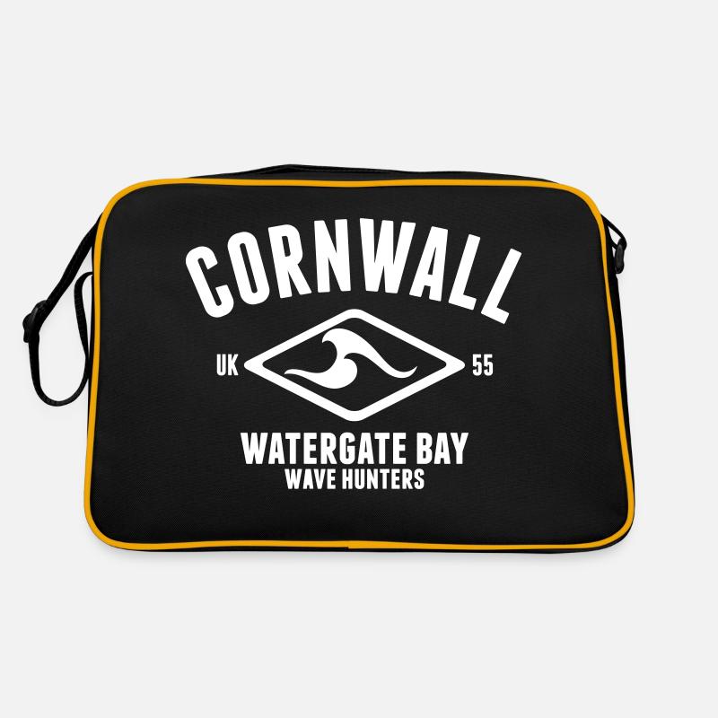 CORNWALL WATERGATE BAY SURF DESIGN - Retro Bag - black/gold