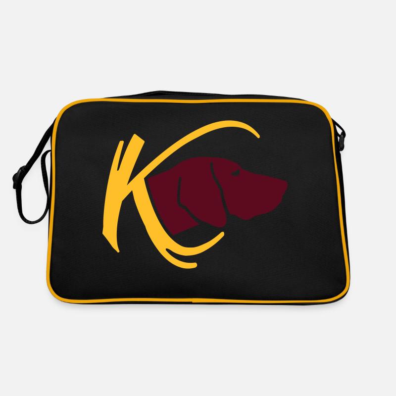 k_kurzhaar_head - Borsa retrò - nero/oro