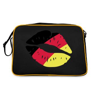germany kiss lips - Retro Tasche - Schwarz/Gold - Hinten