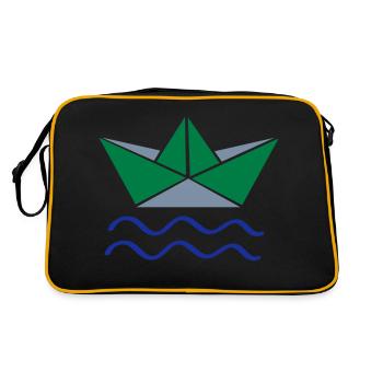 papierboot - Retro Tasche - Schwarz/Gold - Hinten