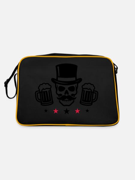 Bräutigam Skelett Jga Bier - Retro Tasche - Schwarz/Gold - Hinten
