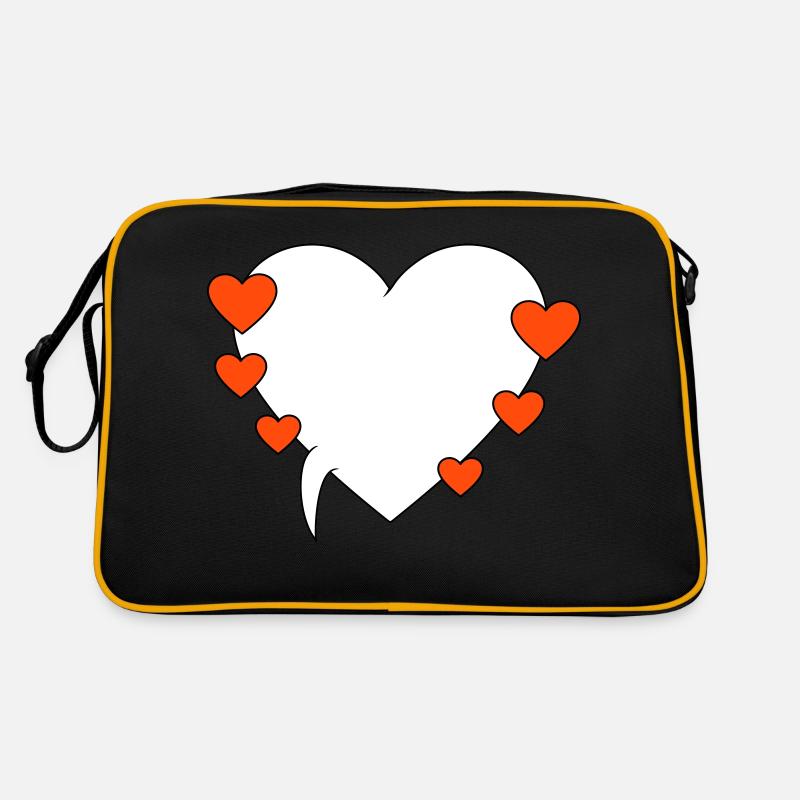 Speech Bubble with Hearts 3 - Retro Bag - black/gold