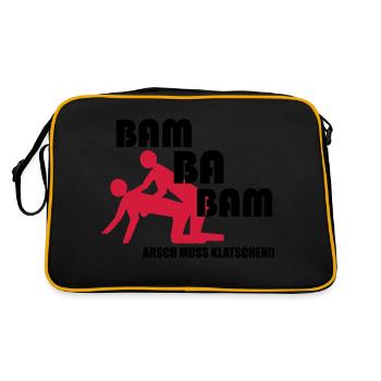 Arsch muss klatschen Bam ba Bam - Retro Tasche - Schwarz/Gold - Hinten