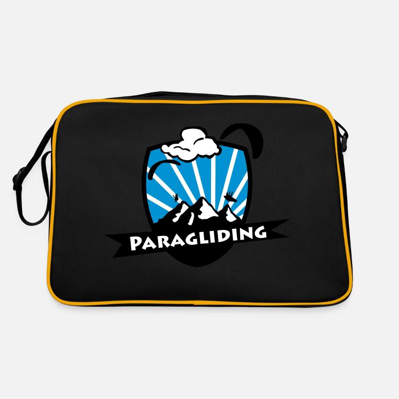Paragliding / Paraglider Logo - Retro Tasche - Schwarz/Gold