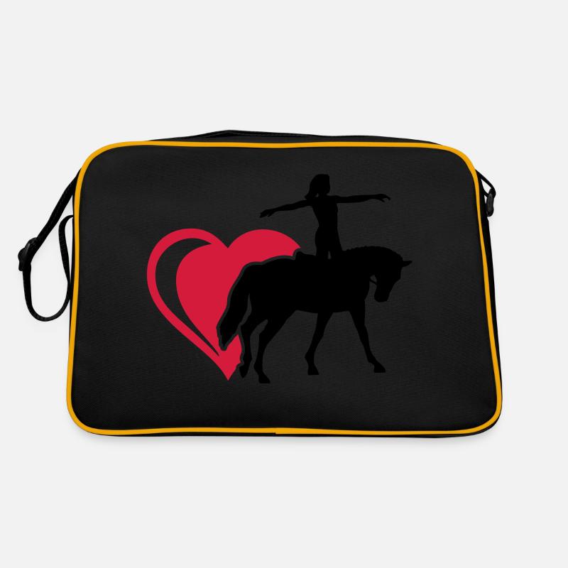 Herz Voltigieren - Retro Tasche - Schwarz/Gold