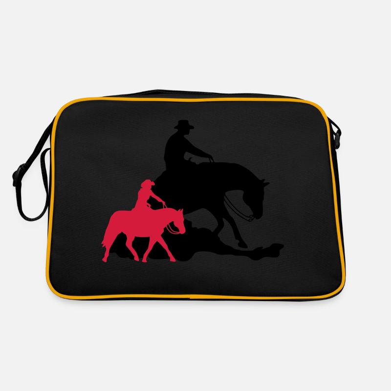 Reining vs Ranch Riding - Retro Tasche - Schwarz/Gold