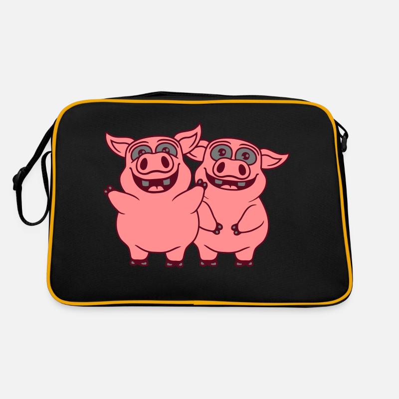 Équipe drôle de cochons heureux Sac Retro