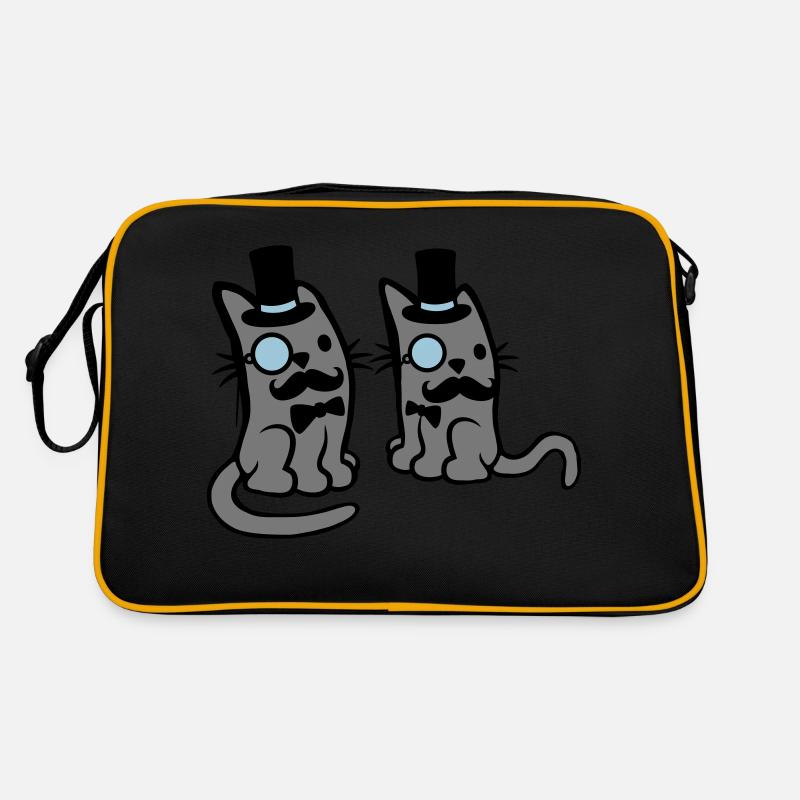 Hommes 2 Chats Amis Sac Retro