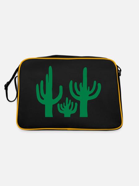 3 Cactus Desert Silhouette - Retro Bag - black/gold - Back