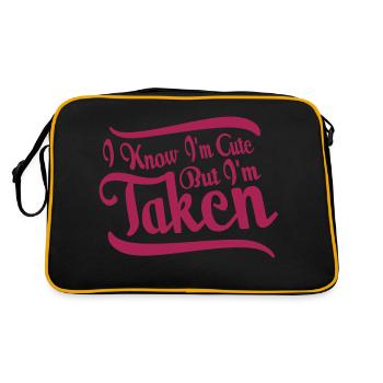 cute but taken Zitat - Retro Tasche - Schwarz/Gold - Hinten