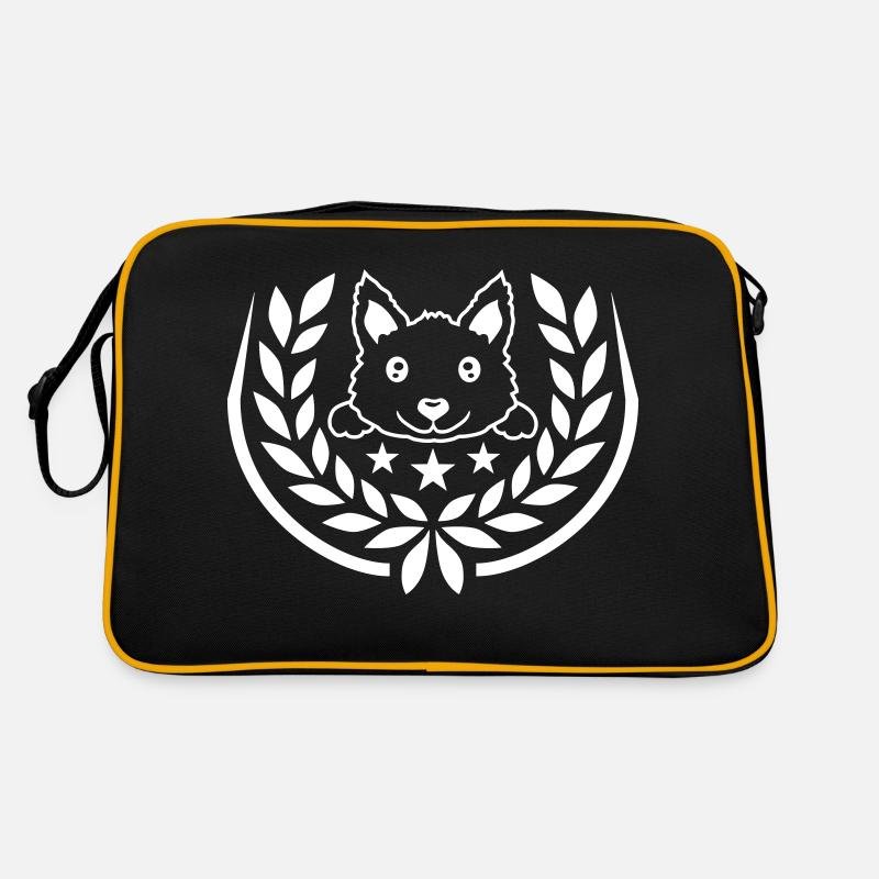 Sterne Lorbeerkranz Hund Design Retro Tasche