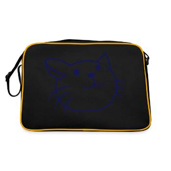 Cute Cat Looks Happy Smiling Kitten Fun - Retro Bag - black/gold - Back