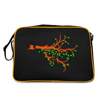 Felled Lumberjack Tree Forest Sapling Silhouette - Retro Bag - black/gold - Back