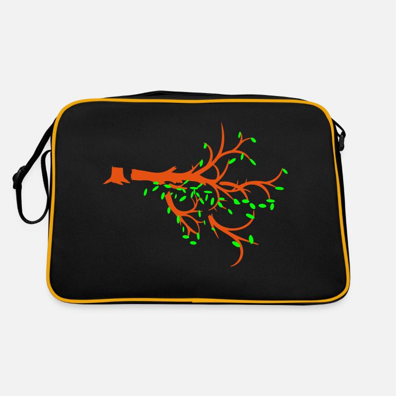 Bûcheron abattu, arbre, forêt, jeune arbre, silhouette Sac Retro