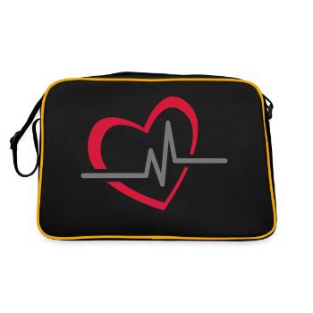 Herz Schlag Liebe - Retro Tasche - Schwarz/Gold - Hinten