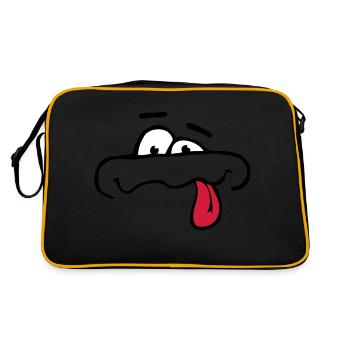 Drôle de bande dessinée Visage Langue Sortir - Sac Retro - noir/or - Dos