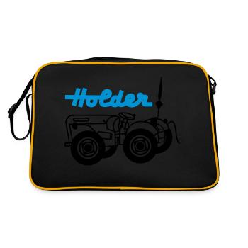 Holder mit Schriftzug - Retro Tasche - Schwarz/Gold - Hinten