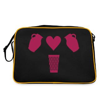 Bembel Love - Apfelwein und Geripptes - Retro Tasche - Schwarz/Gold - Hinten