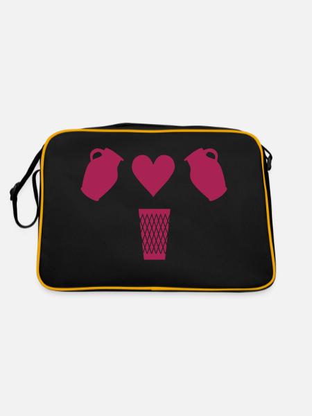 Bembel Love - Apfelwein und Geripptes - Retro Tasche - Schwarz/Gold - Hinten