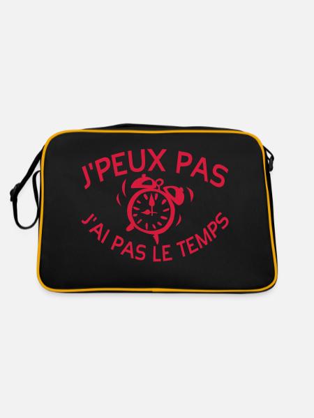 je peux pas temps reveil citation - Sac Retro - noir/or
