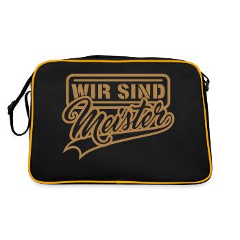 Wir sind Meister (Schriftzug) - Retro Tasche - Schwarz/Gold - Hinten