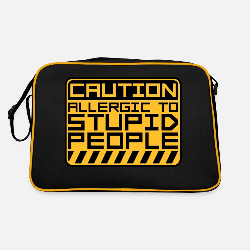Caution Stupid People Retro Tasche