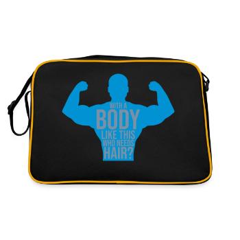 Who Needs Hair Spruch - Retro Tasche - Schwarz/Gold - Hinten