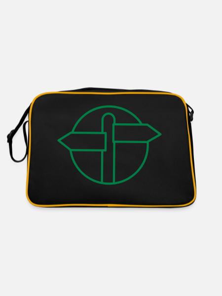 Panneau de direction vide dans un cercle - Sac Retro - noir/or - Dos